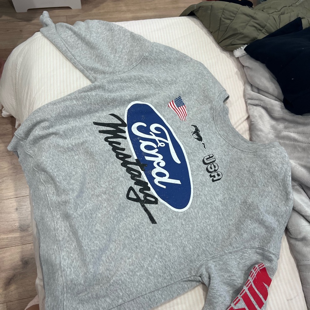 Ford Gray Long Sleeve Logo Sweatshirt with Blue Emblem